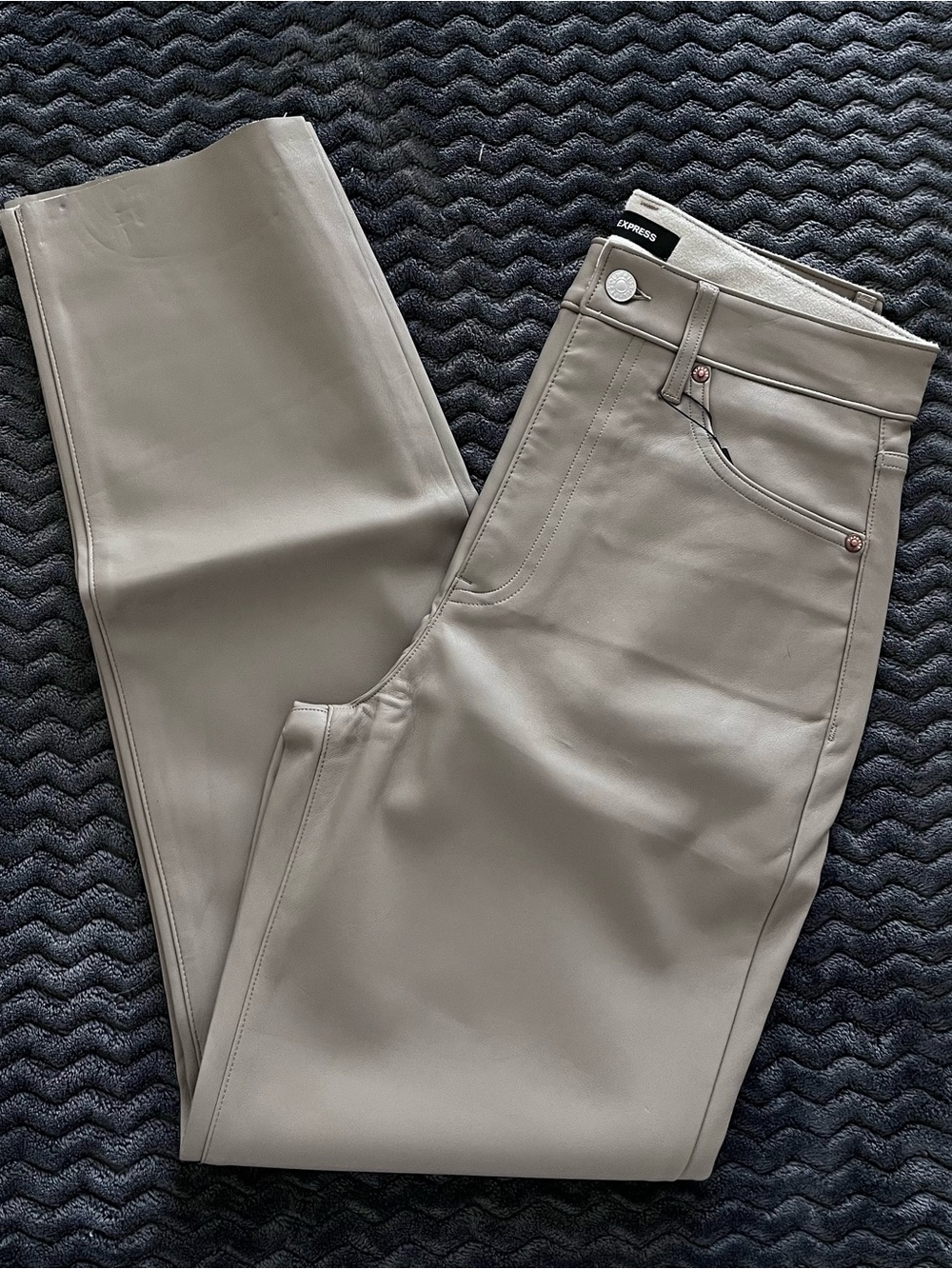 Express Women’s Taupe Faux Leather Straight Jeans
